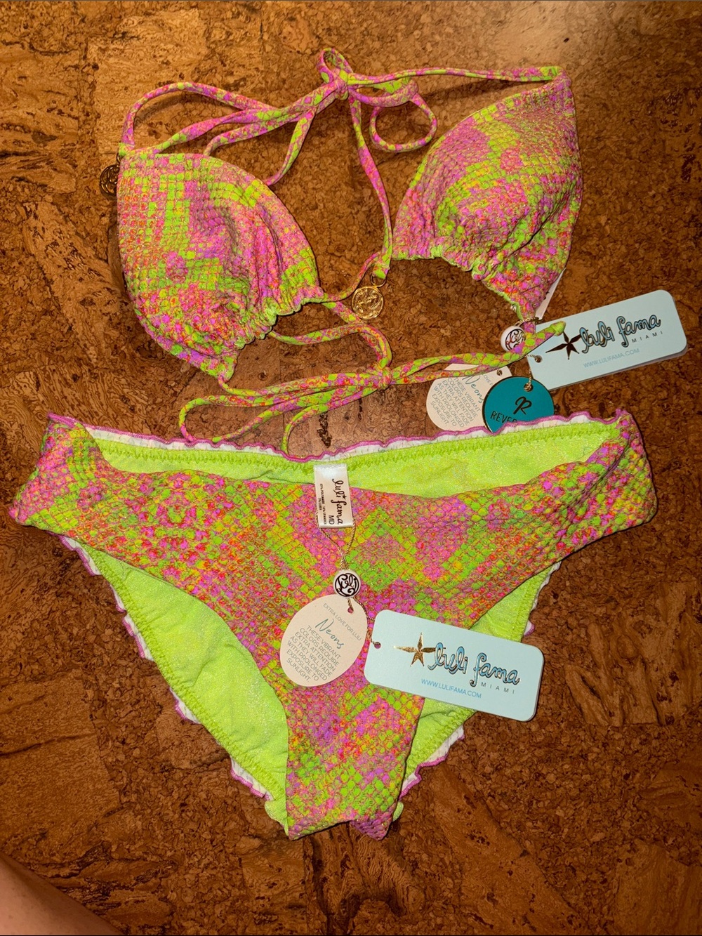 Luli Fama Full Ruched bottom and triangle top Medium & XS